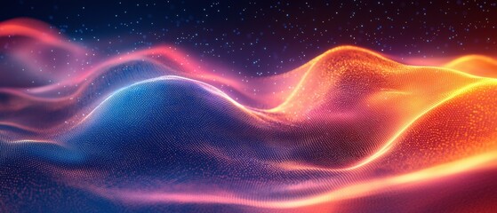 Obraz premium Abstract representation of data flow using dynamic wave shapes