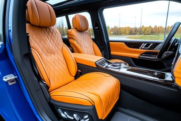 Fototapeta premium Adaptive customization in car rentals, offering pre-configured options for business trips, family vacations, or luxury experiences