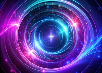 Vibrant high-resolution digital background featuring a mesmerizing, swirling vortex of purple and blue neon lights with