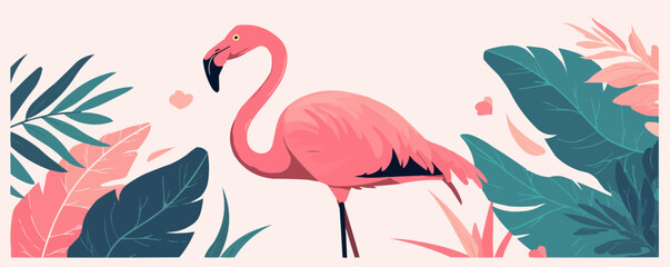Naklejka premium Flamingo Silhouette Vector flat minimalistic isolated illustration