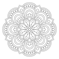 Easy mandala modern abstract flower on white background coloring book page