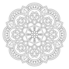 Kids Radiant Peaceful Petals coloring book mandala page design