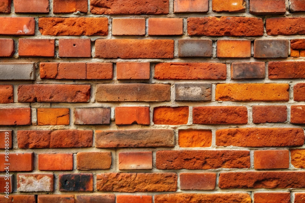 Sticker Close-up of red brick wall with textured surface and patterns