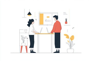 Concept Art of Mentor and Student Collaboration with Geometric Shapes