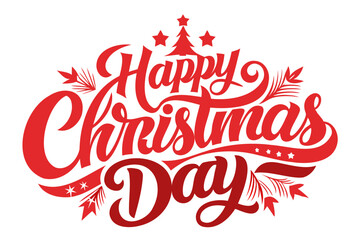 Happy Christmas Day typography Design silhouette Vector Illustration Transparent Background