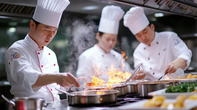 chefs cooking in the kitchen