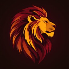 Fototapeta premium Fiery Lion Head Vector Illustration
