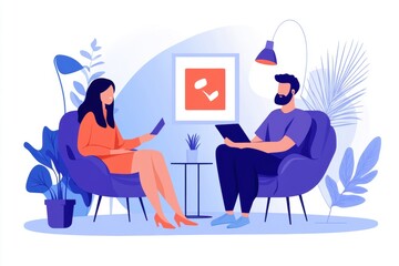 Life Coach Helping Client Set Goals with Minimalistic Elements