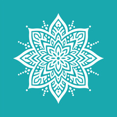 Creative flower ornament white mandala design on colorful background