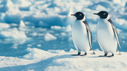 Fototapeta premium two penguins on the snow