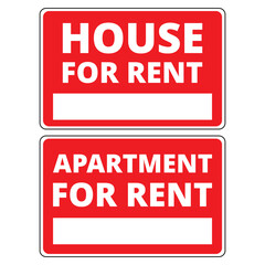 House for rent and apartment for rent banners on a white background