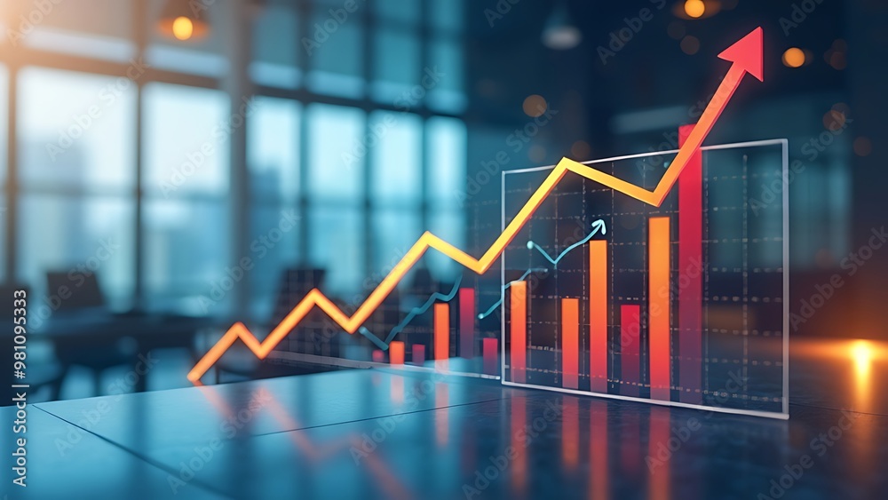 Wall mural a graph displaying an upward trend, illustrating growth and increasing values over time. ideal for r