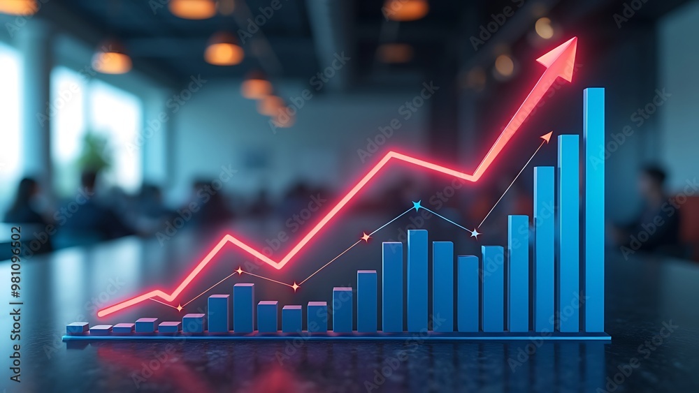 Wall mural a graph displaying an upward trend, illustrating growth and increasing values over time. ideal for r