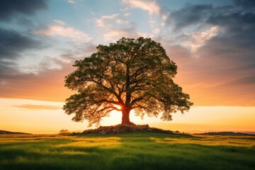 Fototapeta premium Oak tree landscape outdoors nature.