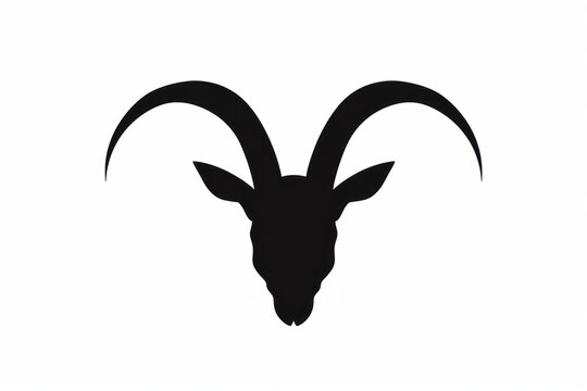 Silhouette flat vector markhor Animal horns icon animal livestock mammal.