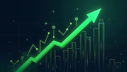 A rising stock market graph showing an upward trend in stock prices, symbolizing financial growth, positive market performance, and investment success. Ideal for themes of economic progress.