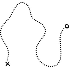 Wavy Curved Dotted Line Map