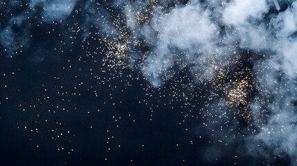 Abstract Blue Background with Smoke and Sparkles