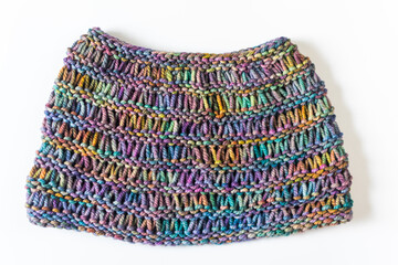 close up of hand knit knitting stitch texture background - drop stitch and rib 