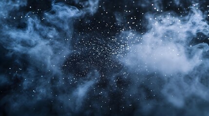 Abstract Blue Smoke Background with Glimmering Lights