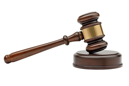 Judge's gavel isolated on transparent background
