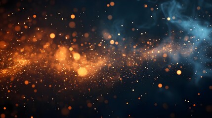 Fototapeta premium Abstract Dark Background with Golden Sparkles and Smoke