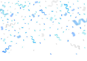 青や水色の紙吹雪やリボンが舞うお祝いイラスト背景素材