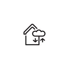 Home sign. Symbol of house. Open lighting house icon. Outline modern design element. Simple black flat vector icon with rounded corners. Editable icon.