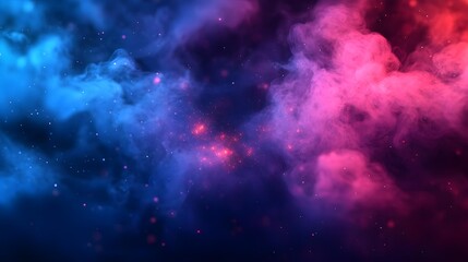Naklejka premium Abstract Purple and Blue Smoke Background with Glowing Stars