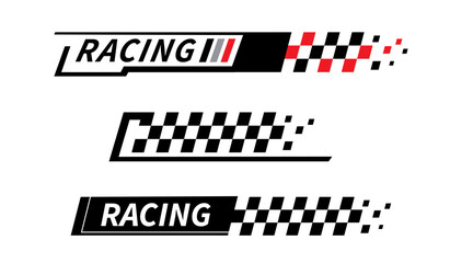 Sport car stripe stickers. Racing stripes. Race flag. Checkered flag. Stickers car decal template. Automotive graphics. Racing sport checkered pattern. Vector illustration