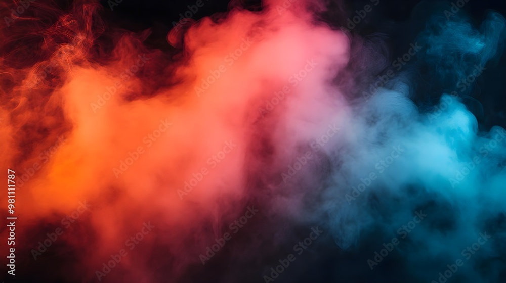 Wall mural abstract red and blue smoke background