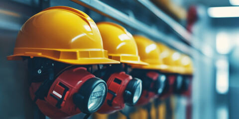 Safety helmets and equipment are essential for workplace safety, showcasing importance of regular safety procedures