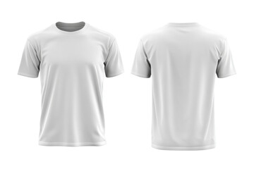 Blank Short sleeve t shirt mockup, white T-shirts front and back view, used as design template isolated on white background
