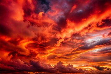 Fiery red and orange sunset with dramatic cloudscape