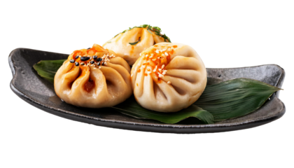 Traditional Korean Mandu Dish image on transparent background
