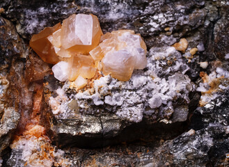 Calcite crystal mineral on matrix, perfect for collectors seeking unique formations