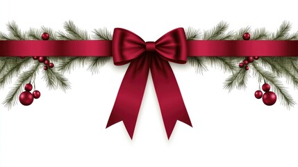 This artwork features a neatly wrapped Christmas present decorated with a vibrant red bow and lush holly leaves, perfect for the holiday season