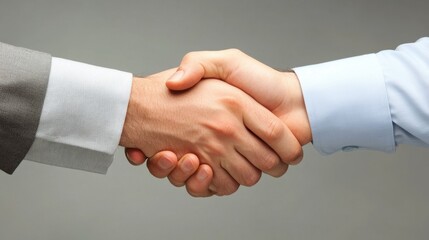 Two hands meeting in a firm handshake conveying a sense of partnership and trust in a professional business setting