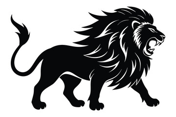 Roaring Lion Silhouette, Majestic Lion Head Vector, Animal Illustration, Wildlife Clipart