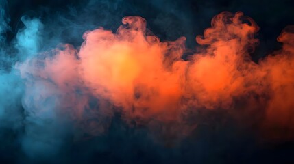 Abstract Smoke Background Orange Blue Dark