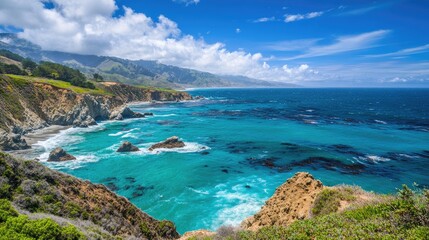 Obraz premium The rugged coastline and turquoise waters of Big Sur, California, USA.