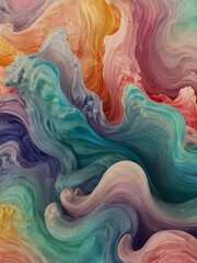Abstract colorful background with pastel tones and soft ink waves, creating a fluid effect.