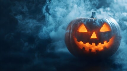 Naklejka premium Halloween Pumpkin in Blue Smoke - Spooky Night