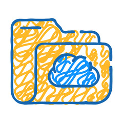 computer folder cloud storage doodle icon sketch vector. computer folder cloud storage sign. isolated symbol illustration