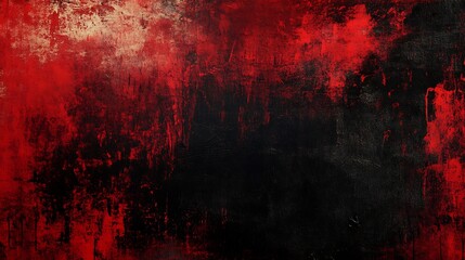 An abstract artwork featuring bold red and black textures, evoking emotion and intensity.