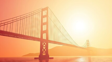 Fototapeta premium an illustration poster design of golden state bridge