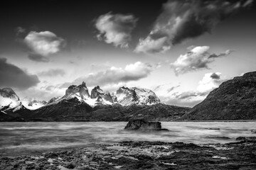 View onwards cordillera del Paine in National Park Torres del Paine, Patagonie, Chile.
