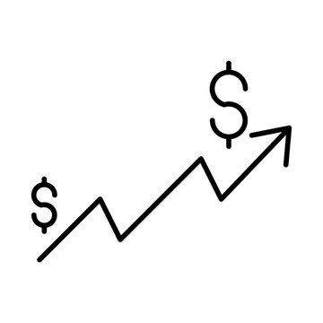 black dollar sign arrow rising clip art preview