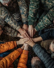 Unifying hands of different ages and backgrounds together