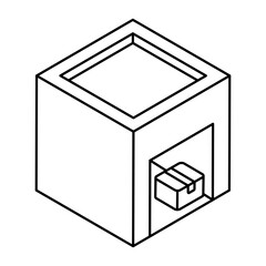 A flat design icon of warehouse
